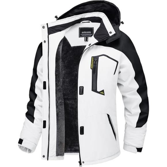 Waterproof Ski Jacket Hooded Fleece Lined Warm Winter Jacket Snow Coat - Picture 7 of 14